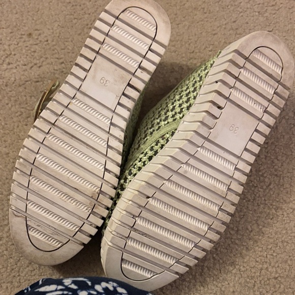 Silent D Bravissimo Flats Green Mesh Loafers with Gold Buckle - Picture 4 of 6